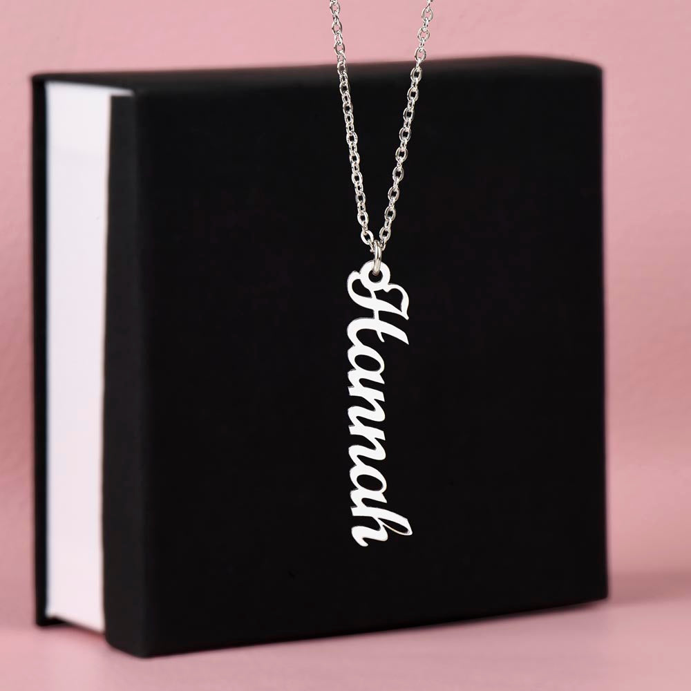 Vertical Name Necklace – Custom Engraved with Your Name for a Unique Look