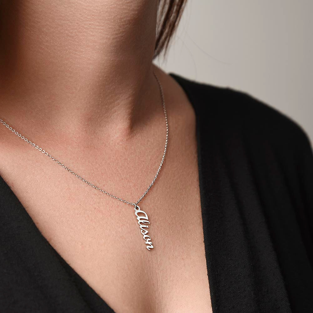 Vertical Name Necklace – Custom Engraved with Your Name for a Unique Look