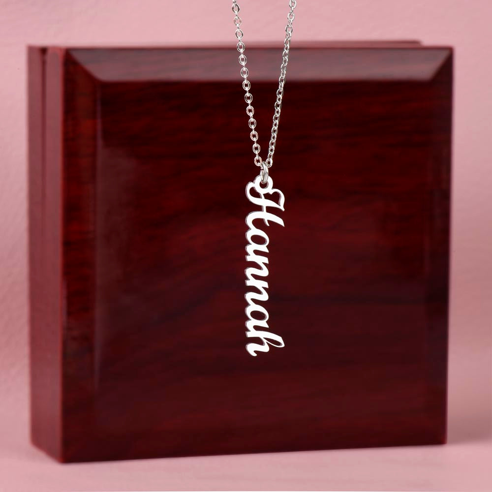 Vertical Name Necklace – Custom Engraved with Your Name for a Unique Look