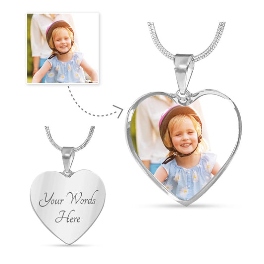 Luxury Heart Necklace with Custom Upload & Engraving – A Perfect Keepsake Gift