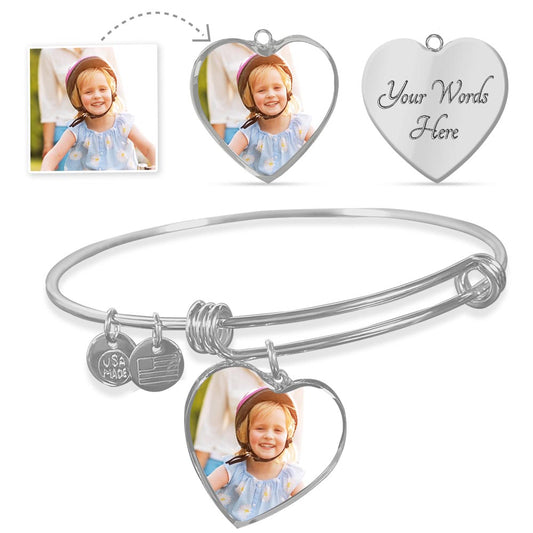 Luxury Heart Bangle – Personalize with Your Upload for a Unique Touch