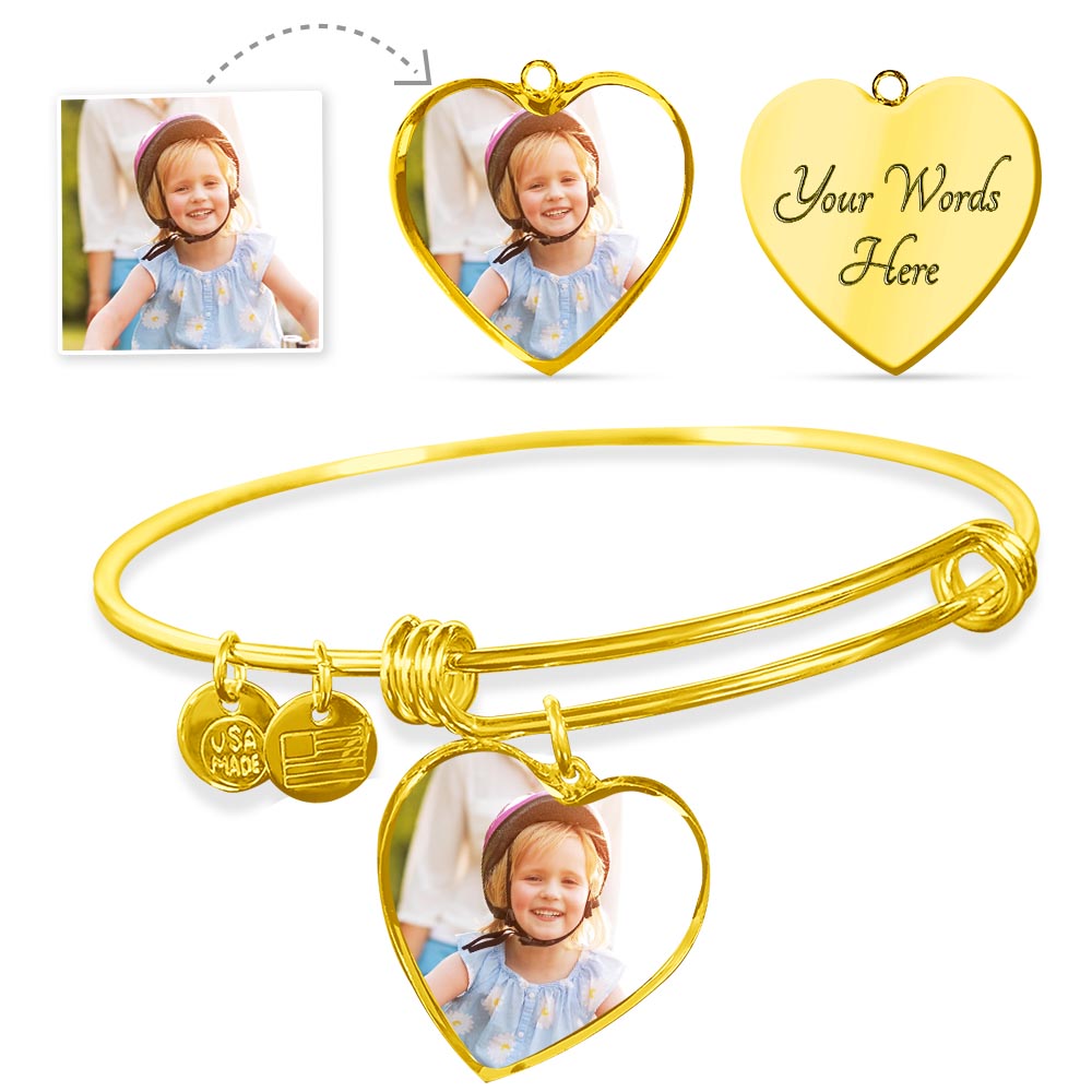 Luxury Heart Bangle – Personalize with Your Upload for a Unique Touch